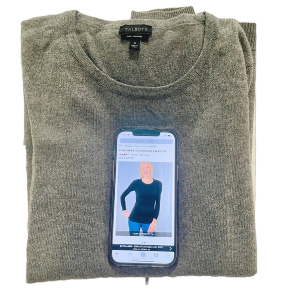 TALBOTS CASHMERE CREWNECK SWEATER | Small | Grey Heather - Picture 4 of 4